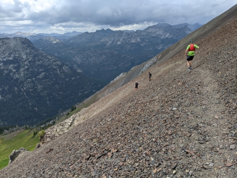 Descending the west side of Polaris Pass. 