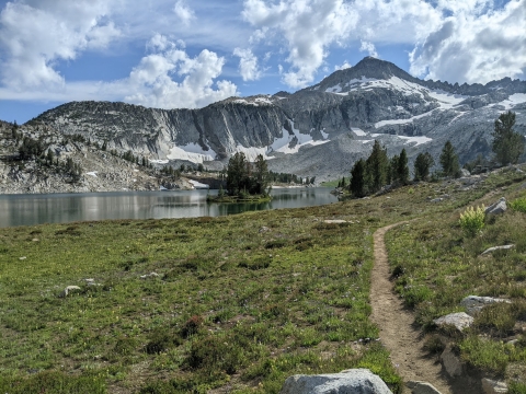 Glacier Lake with Glacier Peak behind it. 