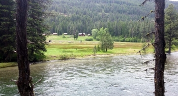 Minam Lodge seen from the other side of the Minam River.