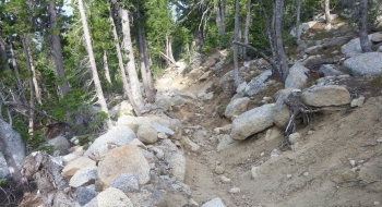 Only a short section of deeper washout