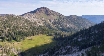 Burger Meadow and China Cap seen from the pass.