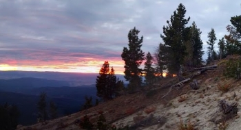 Mule Peak Lookout at sunset.