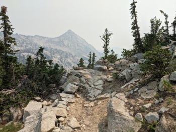 Needle Point in the forest fire smoke.