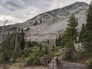 Approaching Arrow Lake near the summit.