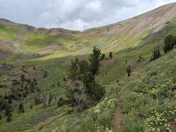 The trail traverses around this upper basin. 