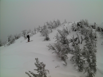 Just below the summit of Angell Peak