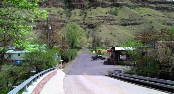 The start of the climb from the bridge over the Imnaha River. The climb heads straight up this road to the center. 