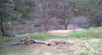 A primitive camp spot on the other side of the river from the trailhead.