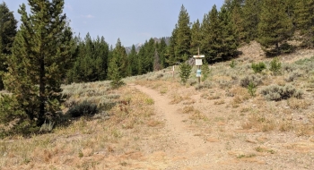 The unassuming finish at the bottom of the trail. The unassuming finish at the bottom of the trail.