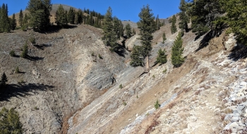 The rocky higher stretches after the switchbacks start on the wagon trail. 