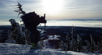 Preparing to drop. Flagstaff Butte and the approach ridge is seen in the bottom center of the picture.