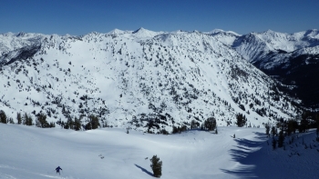 Looking east from the ridge. Matterhorn is on the far left. Mt. Cusick is visible in the background on the right.