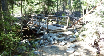 One of several well-built bridges across the creek.
