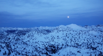 Moonlight view of the Eagle Cap from Mule Peak