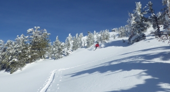 Skiing just below the lookout. 