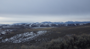 Thief Valley Reservoir with the Elkhorns in the distance. 