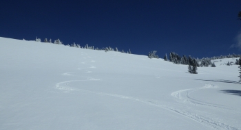 Ski tracks on Bass Drum.