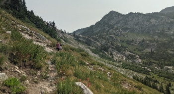 Traversing on the trail.