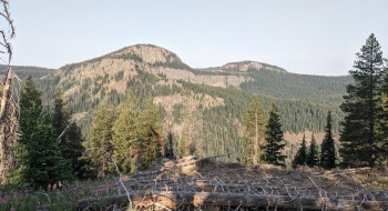 Beautiful panorama of the entire Dunns Bluff cliff walls above Big Canyon.