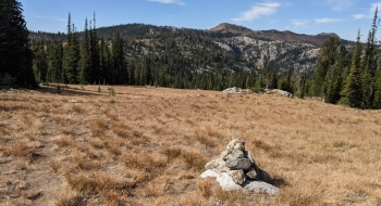 The trail disappears a bit but is marked by cairns
