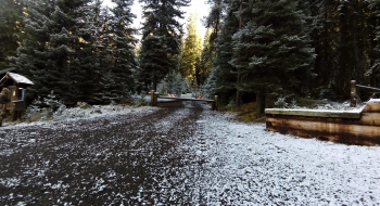 An outfitter camp just above the parking. 