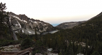 Echo Lake seen from the trail about a mile beyond it. 