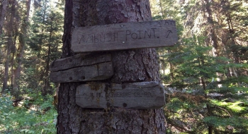 The somewhat confusing trail sign at the end at Catherine Meadow.